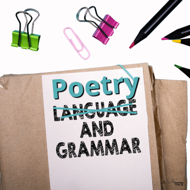 Poetry lesson and grammar lesson heading for middle school english and high school english